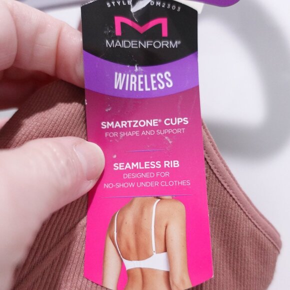 NEW Maidenform M Rib Seamless Bralette Wireless Plus Size 2XL Iced Mocha DM2303 - Picture 4 of 6